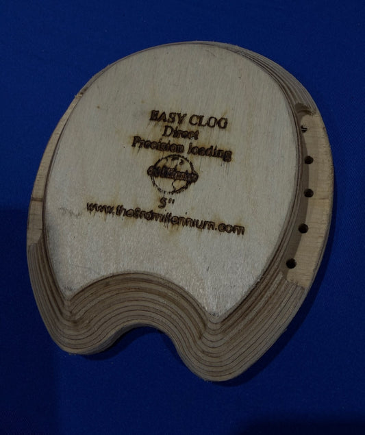 Easy Clog wooden rehabilitation clog showing layered plywood and screw holes