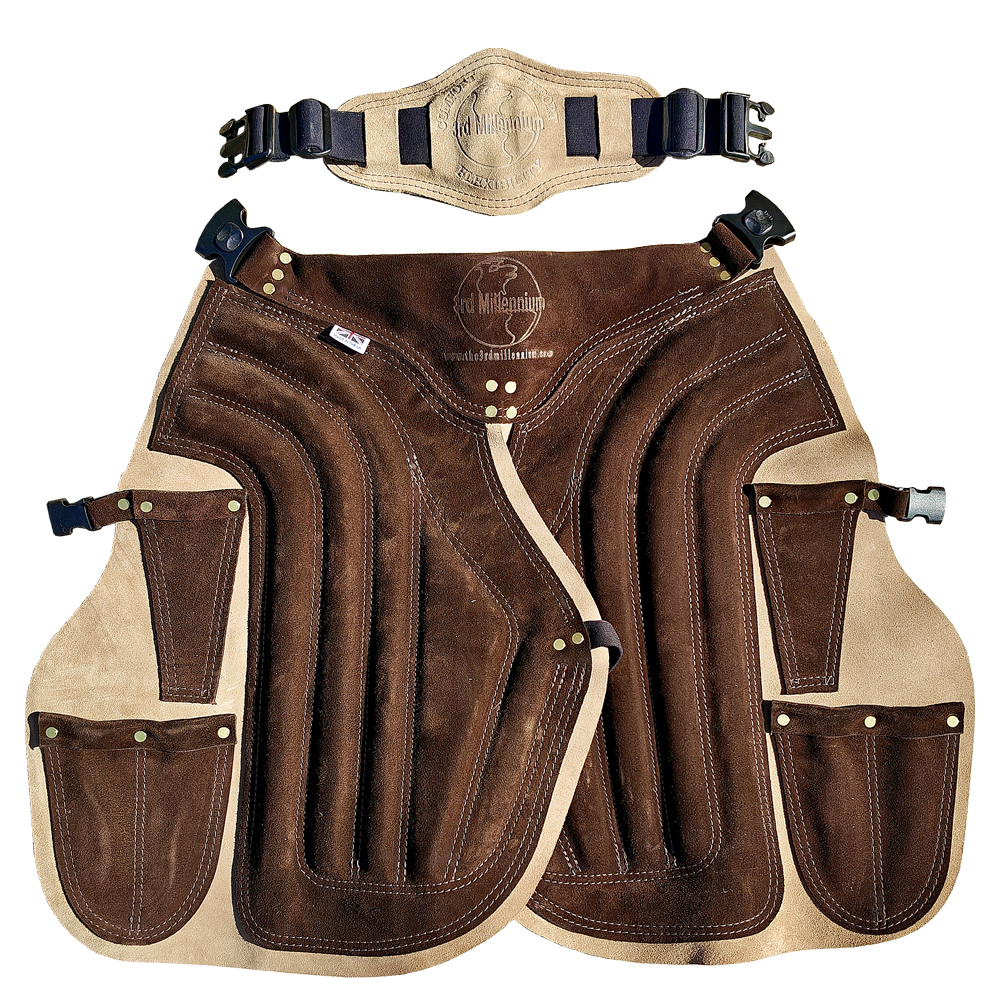 3rd Millennium All Leather farrier apron in tan and brown leather