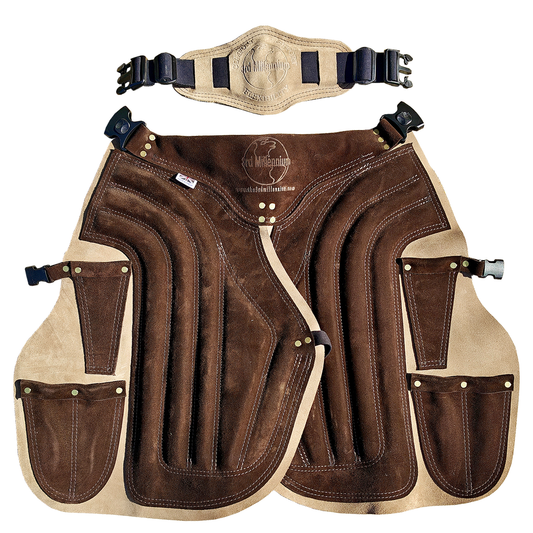 3rd Millennium All Leather farrier apron in tan and brown leather