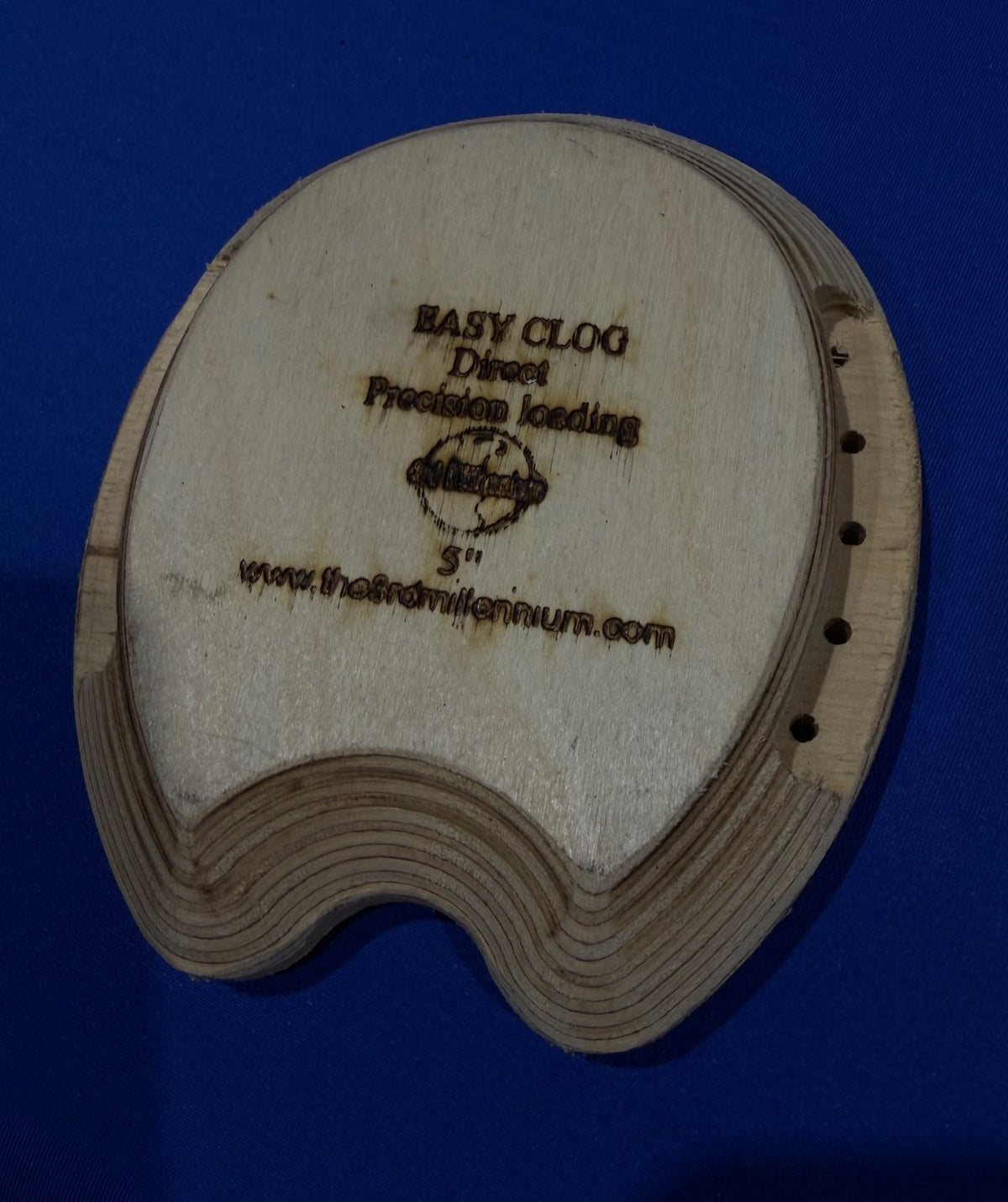Easy Clog wooden rehabilitation clog showing layered plywood and screw holes
